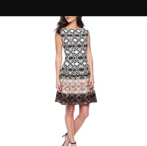 Danny & Nicole Sleeveless Medallion Fit & Flare Dr